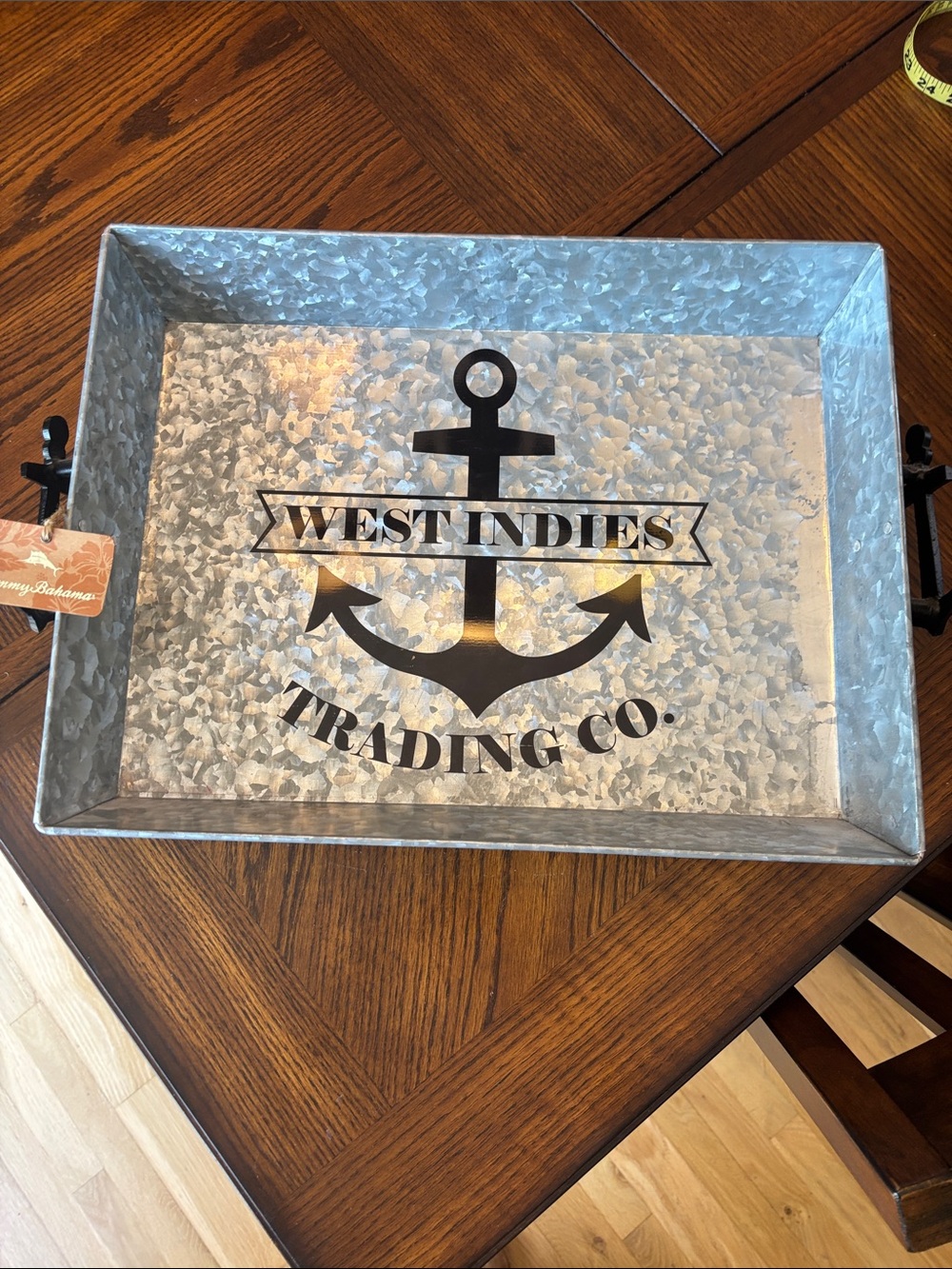 New Tommy Bahamas Galvanized Metal “West Indies Trading Co” Serving Tray